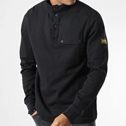 Bon marché 🌟 Sweat Col Montant Lever Funnel MOL0452 Noir de Barbour International 🥰
