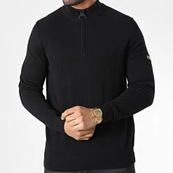 Bon marché 💯 Pull Col Zippé MKN1315 Noir de Barbour International 🧨