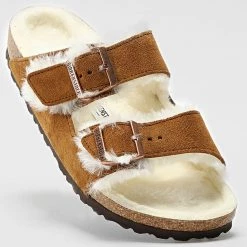 Grosses soldes ⌛ Sandales Arizona Shearling Mink de Birkenstock 🔥