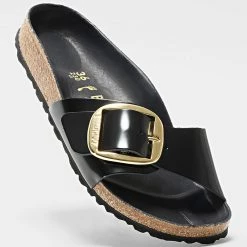 Le moins cher 💯 Sandales Femme Madrid Big Buckle High-Shine Black de Birkenstock 🌟