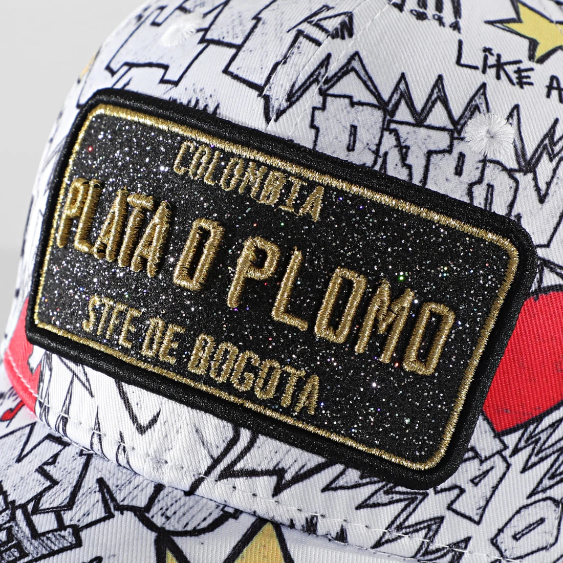 Budget 😉 Casquette Plata O Plomo Print Blanc Rouge de Skr 🤩 4 Budget 😉 Casquette Plata O Plomo Print Blanc Rouge de Skr 🤩 – Image 2