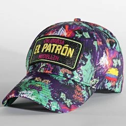 Vente flash 👍 Casquette El Patron Print Violet Vert de Skr 🛒