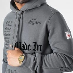 De gros 👍 Sweat Capuche Sacramento Gris Anthracite de Compagnie de Californie 👍