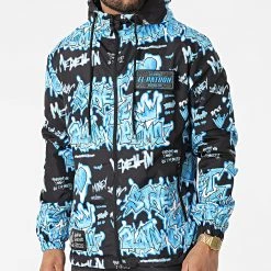 Budget 🛒 Coupe-vent Capuche El Patron Noir Bleu Clair de Skr 🤩