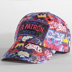 Bon marché 😉 Casquette El Patron Print Vibes Bleu Orange de Skr ✨