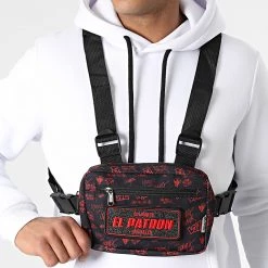 Budget 👍 Sac Poitrine Chest Print Noir Rouge de Skr 🤩 -Skr Soldes skr 315423 CHEST BAG PTRN BLACK RED 20220510T141519 03