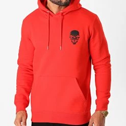 Offres 🌟 Sweat Capuche Logo Back Rouge Noir de Untouchable 👏