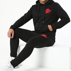 Coupon 🧨 Ensemble De Survêtement Logo Back Noir Rouge de Untouchable 😍