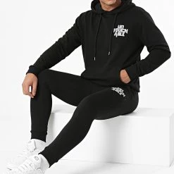 Sortie ⭐ Ensemble De Survêtement Réfléchissant Logo Back Noir Gris de Untouchable 😉