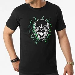Acheter ❤️ Tee 👕 Shirt Electric Skull Noir Vert de Untouchable 🤩 -Skr Soldes untouchable 319423 MACTYER TS ELECTRICSKULL NOIVER 20220520T091955 03