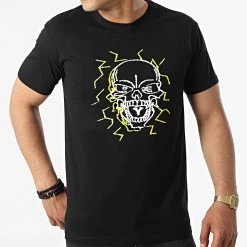 Bon marché ✨ Tee 👕 Shirt Electric Skull Noir Jaune de Untouchable 🤩 -Skr Soldes untouchable 319426 MACTYER TS ELECTRICSKULL NOIJAU 20220520T091723 03