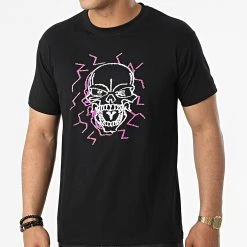 Offres 😍 Tee 👚 Shirt Electric Skull Noir Rose de Untouchable 🛒